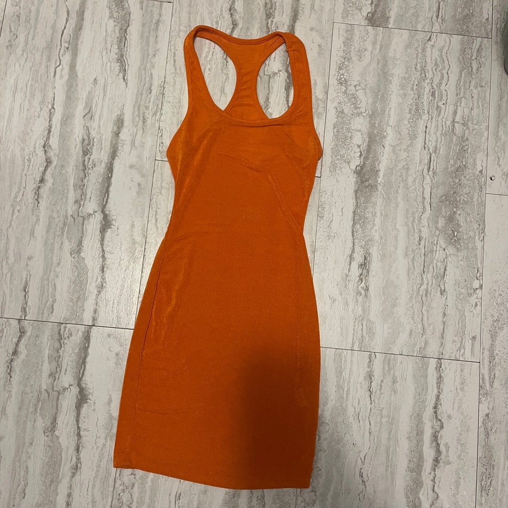 Orange Sleeveless Bodycon Dress